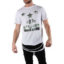T-shirt w kolorze białym ze wzorem. Białe t-shirty męskie marki Absolut Joy, z nadrukiem, z okrągłym kołnierzem. W wyprzedaży za 89.95 zł.