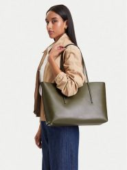 Calvin Klein Torebka Foil Logo Tote W/Pouch LV04F3274G Zielony ciemny. Zielone torebki do ręki damskie Calvin Klein, bez wzorów, ze skóry, bez dodatków. Za 649.99 zł.