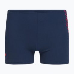 Bokserki pływackie dziecięce Speedo Essential Placement Allover Trunks. Niebieskie kąpielówki dla chłopców Speedo, bez wzorów. Za 69.99 zł.