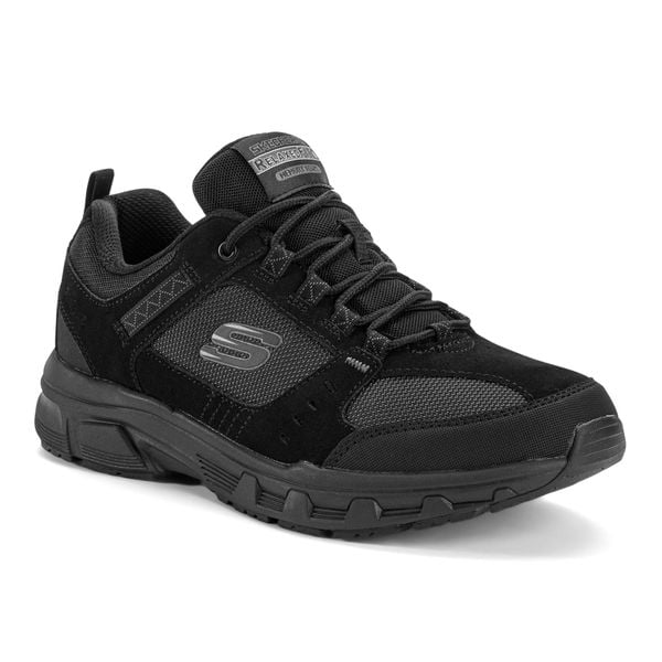 Buty na co dzień na trening męskie SKECHERS OAK skóra. Czarne buty sportowe męskie Skechers, ze skóry, bez zapięcia, na fitness i siłownię. Za 209.99 zł.