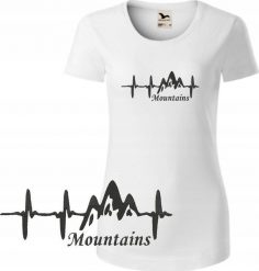 KOSZULKA DAMSKA GÓRY EKG BIAŁA XL KRÓTKI RĘKAW HAFT PREZENT BAWEŁNA 100%. Białe t-shirty damskie Radziszewska, xl, bez wzorów, z bawełny, bez kołnierzyka. Za 189.11 zł.
