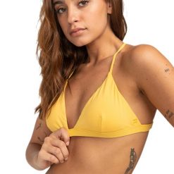 Góra od stroju kąpielowego Billabong Sol Searcher Cross Back. Żółte bikini damskie Billabong, xs, bez wzorów. Za 83.99 zł.