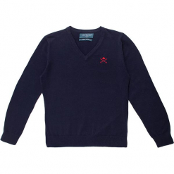 Sweter w kolorze granatowym. Niebieskie swetry dla chłopców Polo Club Women & Kids, z haftami, z okrągłym kołnierzem. W wyprzedaży za 108.95 zł.