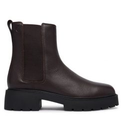 Sztyblety Calvin Klein. Czerwone botki damskie Calvin Klein, bez obcasa, na płaskiej podeszwie, bez zapięcia. Za 699.99 zł.