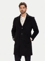 Tommy Hilfiger Płaszcz wełniany MW0MW40768 Czarny Regular Fit. Czarne płaszcze męskie Tommy Hilfiger, na zimę, m, bez wzorów, z wełny, bez kaptura. Za 1,799.00 zł.