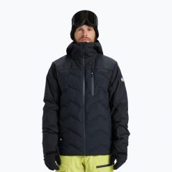 Kurtka snowboardowa męska Quiksilver The Edge. Czarne kurtki snowboardowe męskie Quiksilver, m, bez wzorów, z materiału, bez kaptura, snowboardowy. Za 963.80 zł.