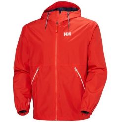 Kurtka wodoodporna Helly Hansen Sandoy. Czerwone kurtki męskie Helly Hansen, bez wzorów, z kapturem. Za 633.50 zł.