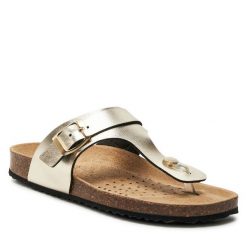 Japonki Geox. Żółte klapki damskie Geox, bez wzorów, bez obcasa. Za 263.99 zł.