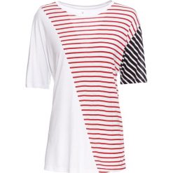 T-shirt w paski bonprix biało-czerwono-czarny. Bluzki damskie bonprix. Za 49.99 zł.