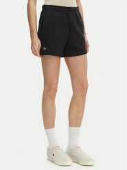 Lacoste Szorty sportowe GF5341 Czarny Regular Fit. Czarne szorty sportowe damskie Lacoste, bez wzorów, z bawełny, sportowe. Za 229.99 zł.