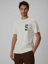 4F T-shirt regular z nadrukiem męski - biały S. Białe koszulki sportowe męskie 4f, m, bez wzorów, z materiału, bez kołnierzyka, bez ramiączek. Za 79.99 zł.