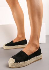 Czarne Klasyczne Wsuwane Espadryle z Plecionką Wokół Podeszwy Gemelle. Czarne espadryle damskie Born2be, bez wzorów, biznesowe, bez obcasa, bez zapięcia. Za 54.99 zł.