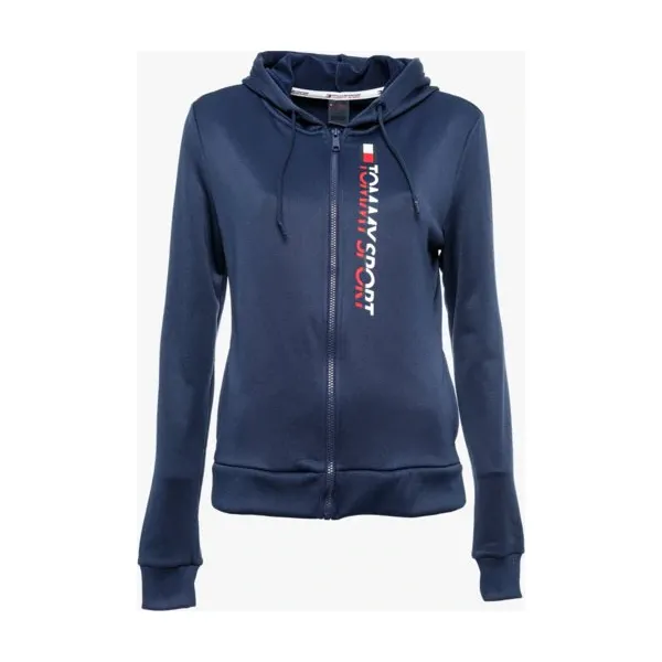 Tommy Sport Bluza Rozpinana Z Kapturem Zip Vertical Logo , granatowy, rozmiar S. Niebieskie bluzy damskie Tommy Hilfiger, s, z aplikacjami, z elastanu, z kapturem. W wyprzedaży za 319.99 zł.