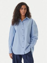 BOSS Koszula C_Bostatta 50559241 Niebieski Oversize. Niebieskie bluzki damskie Boss, bez wzorów, z bawełny, bez kołnierzyka, bez ramiączek. Za 679.99 zł.