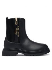 Tommy Hilfiger Botki Ashlyn T3A5-35161-1355 S Czarny. Czarne botki dziewczęce Tommy Hilfiger, ze skóry, bez zapięcia. Za 484.99 zł.