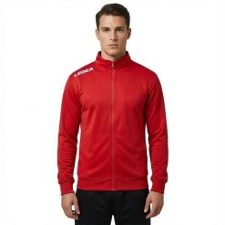 Męska Bluza do Biegania z Elastycznym Kapturem Czerwona RETYL. Czerwone bluzy męskie Legea, l, bez wzorów, z bawełny, bez kaptura, do biegania. Za 96.00 zł.