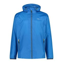 Kurtka przeciwdeszczowa z kapturem CMP. Niebieskie kurtki męskie CMP, m, bez wzorów, trekkingowe. W wyprzedaży za 139.99 zł.