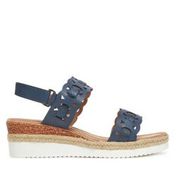 Espadryle Clara Barson. Niebieskie sandały damskie Clara Barson, bez wzorów, bez obcasa, bez zapięcia. Za 119.99 zł.
