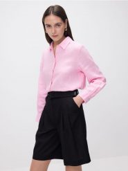 Bermudy z paskiem - czarny. Czarne szorty damskie Reserved, l, bez wzorów, z tkaniny. Za 149.99 zł.