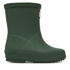 Kalosze Hunter. Zielone kalosze chłopięce Hunter, bez wzorów. Za 79.99 zł.