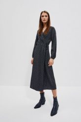 Sukienka midi wiązana w talii. Sukienki damskie MOODO, xs, bez wzorów, z wiskozy, bez kołnierzyka, bez ramiączek, midi. W wyprzedaży za 33.99 zł.