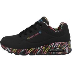 Buty do chodzenia damskie, Skechers Uno-Loving Love. Czarne obuwie sportowe damskie Skechers, bez wzorów, z materiału, trekkingowe, Skechers Sport. Za 349.99 zł.