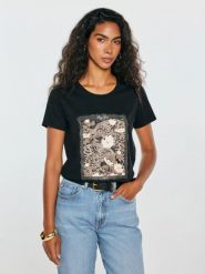 Koszulka damska z nadrukiem czarna rellka 906. Czarne t-shirty damskie Big Star, l, bez wzorów, z dresówki, klasyczne, bez kołnierzyka. Za 79.99 zł.