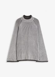 Sweter oversize ze stójką. Szare swetry damskie bonprix, bez wzorów, bez kołnierzyka, bez ramiączek, bez kaptura. Za 109.99 zł.