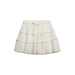 Mini spódnica z etaminy dla kobiet Superdry. Białe spódnice damskie Superdry., na lato, m, bez wzorów, z koronki, klasyczne, mini, proste. Za 220.55 zł.