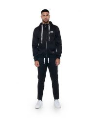 Bluza z kaptur na trening na co dzień. Czarne bluzy sportowe męskie LEONE 1947 APPAREL, s, bez wzorów, z dresówki, bez kaptura, na fitness i siłownię. Za 126.26 zł.