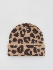 Czapka beanie w panterkę - brązowy. Brązowe czapki i kapelusze damskie Reserved, bez wzorów. Za 59.99 zł.