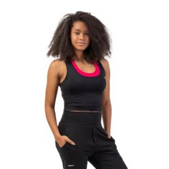 Tank Top treningowy damski NEBBIA Sporty Slim Fit Crop. Czarne koszulki sportowe damskie Nebbia, bez wzorów, na fitness i siłownię. Za 83.99 zł.