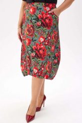 Wygodna i stylowa dresowa spódnica Karina - kwiatowo-owocowy wzór PLUS SIZE XXL. Spódnice damskie Moda Size Plus Iwanek, l, bez wzorów, z bawełny, eleganckie, plus size, mini, dopasowane. Za 199.90 zł.