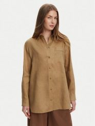Max Mara Leisure Koszula Noel 2516111018 Brązowy Regular Fit. Brązowe bluzki damskie Max Mara Leisure, bez wzorów, ze lnu, bez kołnierzyka, bez ramiączek. Za 559.99 zł.