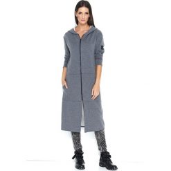 Grafitowa Długa Bluza z Kapturem Zapinana na Suwak. Bluzki damskie Molly.pl. Za 148.90 zł.
