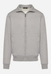 Szara Bluza Rozpinana z Bawełną Anorrive. Szare bluzy sportowe męskie Born2be, l, bez wzorów, z bawełny, bez kaptura, na fitness i siłownię. Za 89.99 zł.