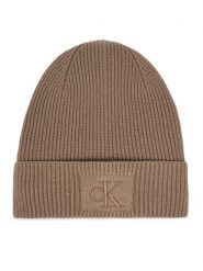 Calvin Klein Czapka Embroidered Rib Cotton Beanie LV04F8097G Beżowy. Brązowe czapki i kapelusze damskie Calvin Klein, na zimę, bez wzorów, z bawełny. Za 169.99 zł.
