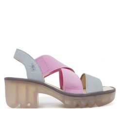 Sandały Fly London. Czerwone sandały damskie Fly London, bez wzorów, bez obcasa, na koturnie, bez zapięcia. Za 359.99 zł.