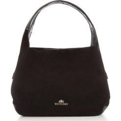 Torebka damska. Czarne torebki do ręki damskie Wittchen, z aplikacjami, ze skóry, boho, zamszowe, bez dodatków. W wyprzedaży za 339.90 zł.