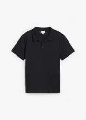 Shirt polo z bawełny organicznej. Czarne koszulki polo męskie bonprix, m, bez wzorów, z bawełny, bez ramiączek. Za 49.99 zł.