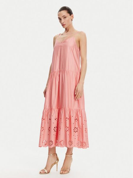 Fracomina Sukienka letnia FJ25SD3001W400E5 Koralowy Relaxed Fit. Pomarańczowe sukienki damskie Fracomina, na lato, s, bez wzorów, z bawełny, bez kołnierzyka, bez ramiączek. Za 409.99 zł.