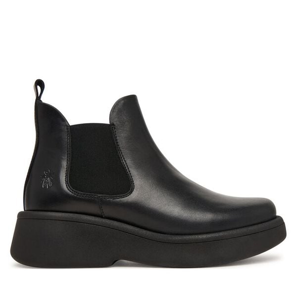 Sztyblety Fly London. Czarne botki damskie Fly London, bez obcasa, na płaskiej podeszwie, bez zapięcia. Za 639.99 zł.