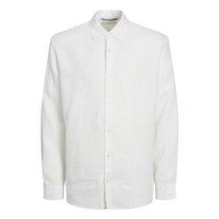 Koszula Jack & Jones Clawrence Len jasnobiała. Białe koszule męskie Jack&Jones, m, bez wzorów, ze lnu, bez kołnierzyka, bez ramiączek. W wyprzedaży za 234.50 zł.