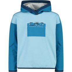 Dziewczęca bluza z kapturem CMP. Niebieskie bluzy dla dziewczynek CMP, bez wzorów, z materiału, bez ramiączek, z kapturem. Za 255.45 zł.