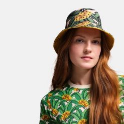 Orla Kiely Floral to Block Colour damski kapelusz odwracalny. Zielone czapki i kapelusze damskie Regatta, na lato, bez wzorów, z bawełny, sportowe. W wyprzedaży za 114.05 zł.