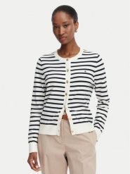 Tommy Hilfiger Kardigan Cable Fine WW0WW42370 Biały Regular Fit. Białe kardigany damskie Tommy Hilfiger, xl, bez wzorów, z bawełny, bez kołnierzyka, bez ramiączek, bez kaptura. Za 489.99 zł.
