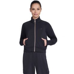 Kurtka sportowa damska Skechluxe Elevate Jacket. Czarne kurtki damskie Skechers, l, bez wzorów, z materiału, bez kaptura. Za 199.99 zł.