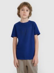 4F T-shirt z nadrukiem chłopięcy - niebieski 164 (13-14 lat). Niebieskie t-shirty dla chłopców 4f, bez wzorów, z bawełny, bez ramiączek. Za 39.99 zł.