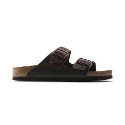 Klapki damskie Birkenstock Arizona. Brązowe klapki damskie Birkenstock, bez wzorów, z materiału, bez obcasa. Za 479.00 zł.