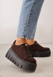 Brązowe Sneakersy VICES na Platformie Typu Chunky Tassi. Brązowe obuwie sportowe damskie Renee, bez wzorów, z dzianiny. Za 149.99 zł.